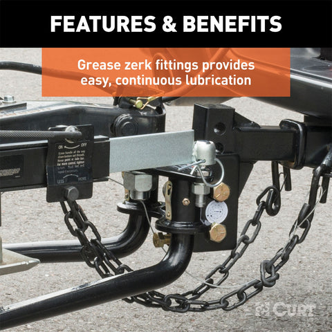 CURT Round Bar Weight Distribution Hitch with Lubrication; Sway Control (10-14K)