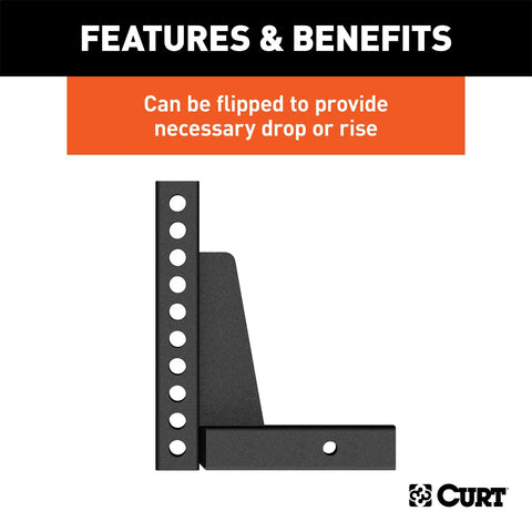 CURT Weight Distribution Shank (2in. Shank; 7in. Drop; 10-1/2in. Rise)