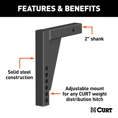 CURT Weight Distribution Shank (2in. Shank; 8-3/4in. Drop)