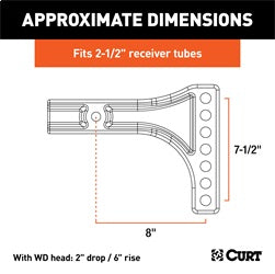 CURT Weight Distribution Shank (2-1/2in. Shank; 2in. Drop; 6in. Rise)