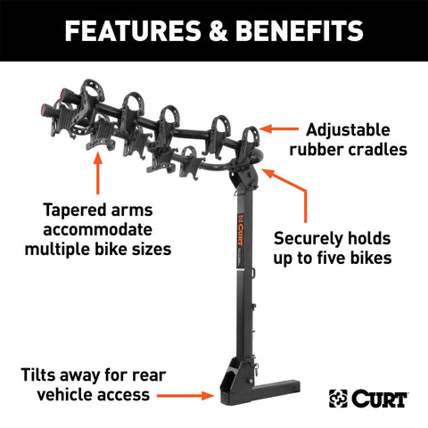 CURT Premium Hitch-Mounted Bike Rack (5 Bikes; 2in. Shank)