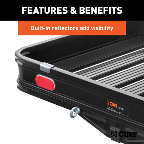 CURT 50in. x 30in. Black Aluminum Hitch Cargo Carrier with Ramp (Folding 2in. Shank)