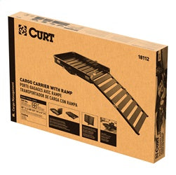 CURT 50in. x 30in. Black Aluminum Hitch Cargo Carrier with Ramp (Folding 2in. Shank)