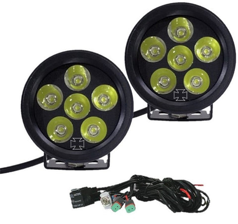 Iron Cross Automotive LED Fog Light Kit For Front Bumper; Round; For Use w/HD Bumpers;