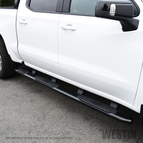 Westin PRO TRAXX 5 Oval Wheel to Wheel Nerf Step Bars; Black; w/Mount Kit;