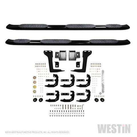 Westin PRO TRAXX 5 Oval Wheel to Wheel Nerf Step Bars; Black; w/Mount Kit;