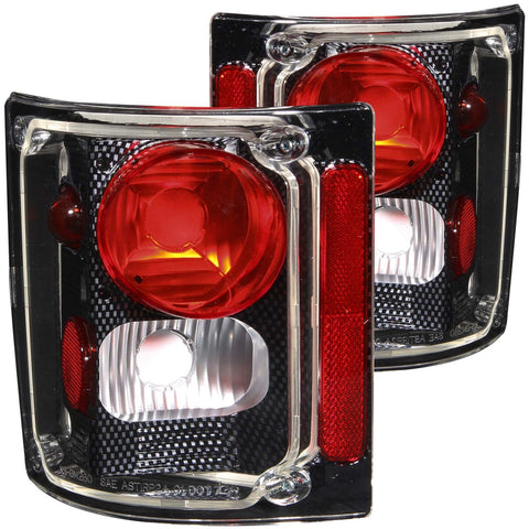 ANZO USA Tail Light Assembly; Clear/Red Lens; Carbon Housing; Pair;