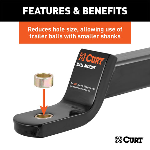 CURT Trailer Ball Reducer Bushing (From 1in. to 3/4in. Stem; Packaged)