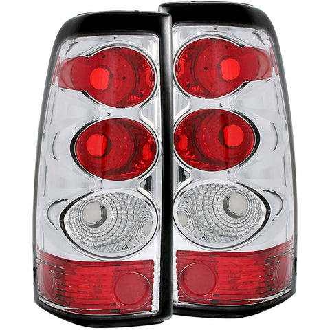 ANZO USA Tail Light Assembly; Clear Lens; Chrome Housing; Pair;