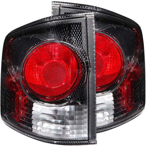 ANZO USA Tail Light Assembly; Clear/Red Lens; Carbon Housing; 3D Style; Pair;