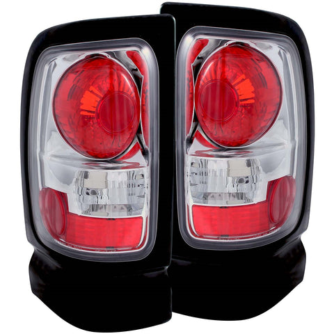 ANZO USA Tail Light Assembly; Clear Lens; Chrome Housing; Pair;