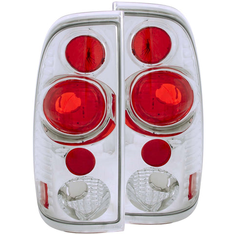 ANZO USA Tail Light Assembly; Clear Lens; Chrome Housing; G2; Pair;