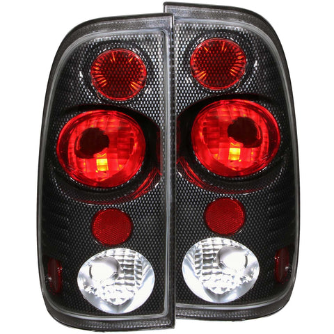 Anzo USA Tail Light Assembly; Clear/Red Lens; Carbon Housing; Pair;