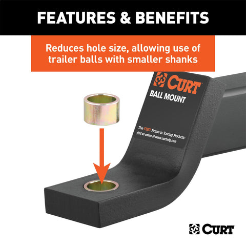CURT Trailer Ball Reducer Bushing (From 1-1/4in. to 1in. Stem; Packaged)