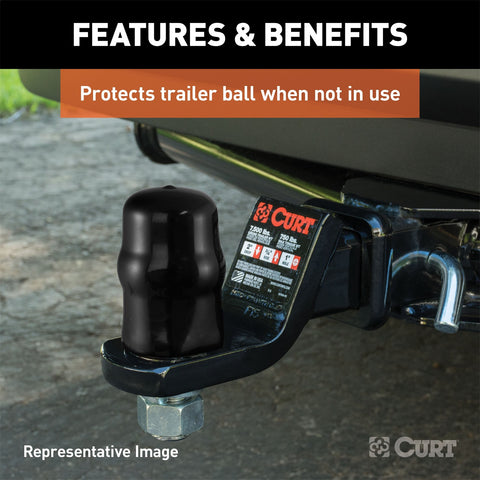 CURT CURT 21811 Black Rubber Trailer Hitch Ball Cover; 2-5/16-Inch Diameter
