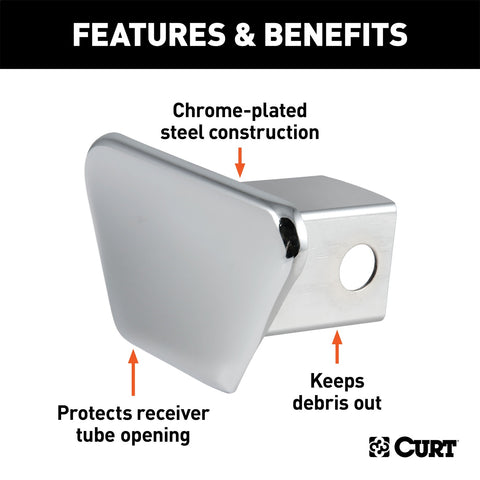 CURT CURT 22101 Chrome Steel Trailer Hitch Cover; Fits 2-Inch Receiver
