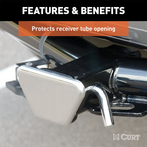 CURT CURT 22101 Chrome Steel Trailer Hitch Cover; Fits 2-Inch Receiver