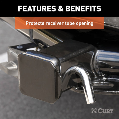 CURT CURT 22181 Black Plastic Trailer Hitch Cover; Fits 2-Inch Receiver