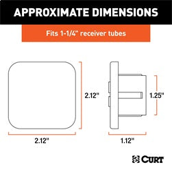 CURT CURT 22271 Rubber Trailer Hitch Cover; Fits 1-1/4-Inch Receiver
