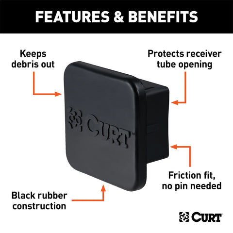 CURT CURT 22272 Rubber Trailer Hitch Cover; Fits 2-Inch Receiver