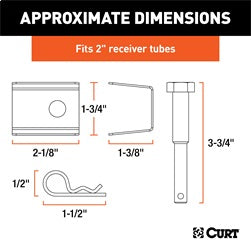 CURT CURT 22321 Anti-Rattle Hitch Pin Shim Device; Fits 2-Inch Receiver; 1/2-In Hole