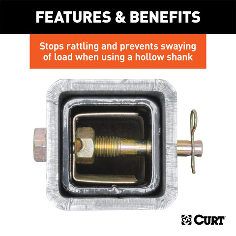 CURT CURT 22321 Anti-Rattle Hitch Pin Shim Device; Fits 2-Inch Receiver; 1/2-In Hole