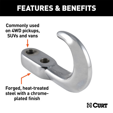 CURT CURT 22420 Chrome Steel Tow Hook; 10;000 lbs Capacity