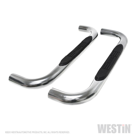 Westin E-Series 3 Round Nerf Step Bars; Stainless Steel;