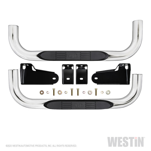 Westin E-Series 3 Round Nerf Step Bars; Stainless Steel;