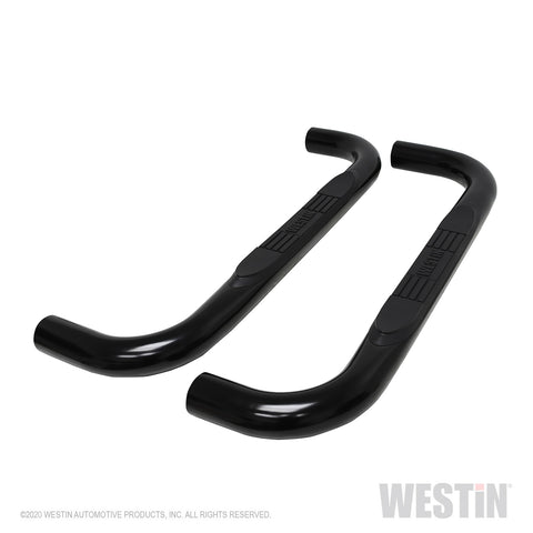 Westin E-Series 3 Round Nerf Step Bars; Steel; Black;