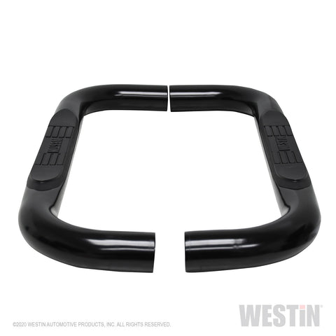 Westin E-Series 3 Round Nerf Step Bars; Steel; Black;