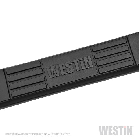 Westin E-Series 3 Round Nerf Step Bars; Steel; Black;