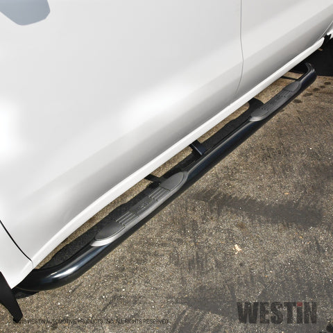 Westin E-Series 3 Round Nerf Step Bars; Black;