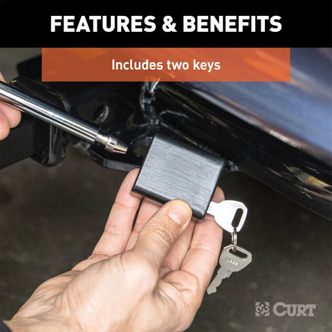 CURT CURT 23020 Trailer Hitch Lock; 1/2-Inch Pin Diameter; Fits 1-1/4-Inch Receiver
