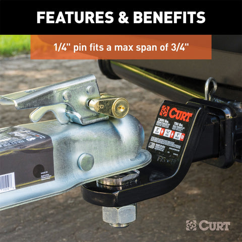 CURT Coupler Lock (1/4in. Pin; 3/4in. Latch Span; Padlock; Brass-Plated)