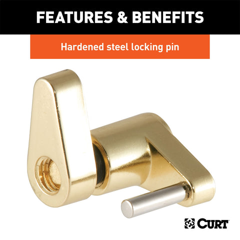 CURT Coupler Lock (1/4in. Pin; 3/4in. Latch Span; Padlock; Brass-Plated)