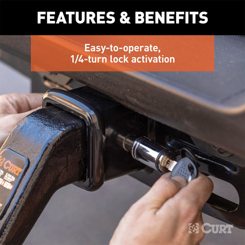 CURT CURT 23025 Trailer Hitch Lock; 5/8-Inch Pin Diameter; Fits 3-Inch Receiver