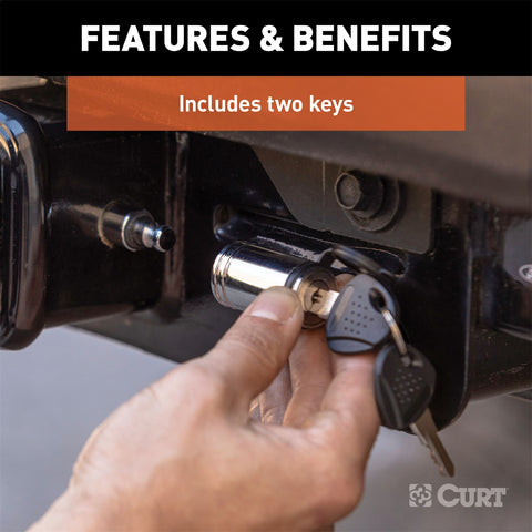 CURT CURT 23025 Trailer Hitch Lock; 5/8-Inch Pin Diameter; Fits 3-Inch Receiver