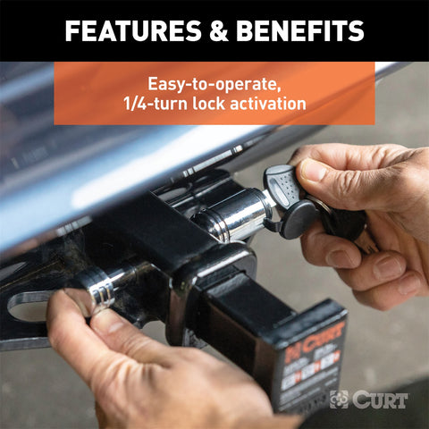 CURT CURT 23501 Trailer Hitch Lock; 1/2-Inch Pin Diameter; Fits 1-1/4-Inch Receiver