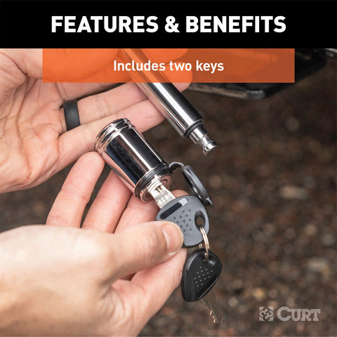 CURT CURT 23515 Trailer Hitch Lock; 5/8-Inch Pin Diameter; Fits 2-Inch Receiver
