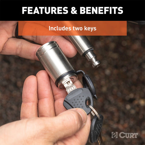 CURT 5/8in. Hitch Lock (2in. Receiver; Barbell; Stainless)