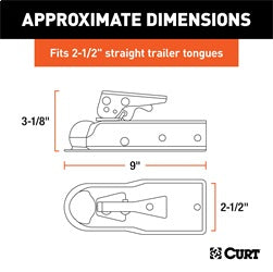 CURT 1-7/8in. Straight-Tongue Coupler with Posi-Lock (2-1/2in. Channel; 2;000 lbs; Zi