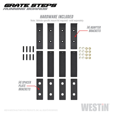 Westin Grate Steps Running Boards; Textured Black; 54 in.; Mount Kit Not Included;