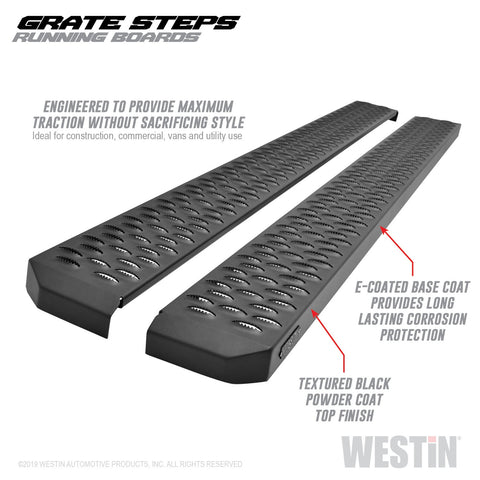 Westin Grate Steps Running Boards; Textured Black; 68 in.; Mount Kit Not Included;