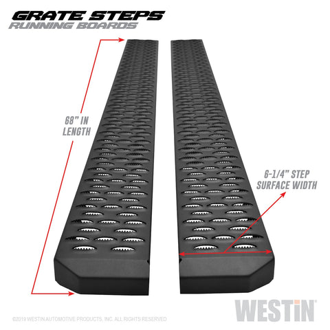 Westin Grate Steps Running Boards; Textured Black; 68 in.; Mount Kit Not Included;