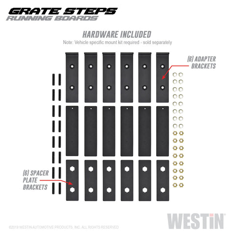 Westin Grate Steps Running Boards; Textured Black; 68 in.; Mount Kit Not Included;