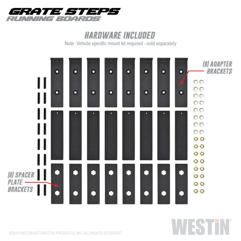 Westin Grate Steps Running Boards; Textured Black; 75 in.; Mount Kit Not Included;