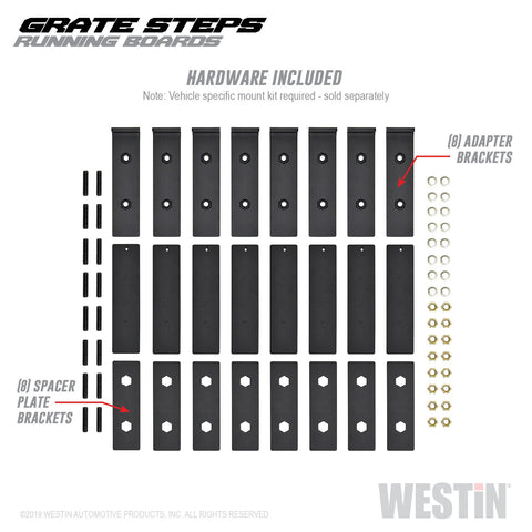 Westin Grate Steps Running Boards; Textured Black; 90 in.; Mount Kit Not Included;
