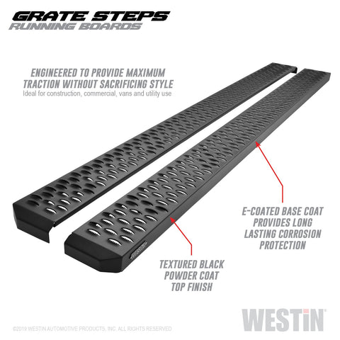 Westin Grate Steps Running Boards; Textured Black; 83 in.; Mount Kit Not Included;