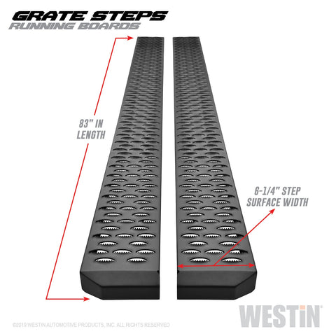 Westin Grate Steps Running Boards; Textured Black; 83 in.; Mount Kit Not Included;